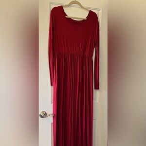 NWOT deep red long sleeve dress with pockets size XL